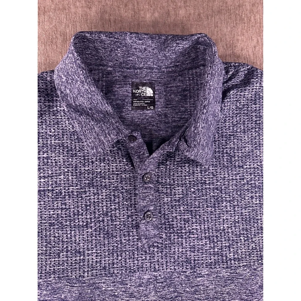 The North Face Mens Heathered Gray Performance Polo Shirt Large L Short Sleeve